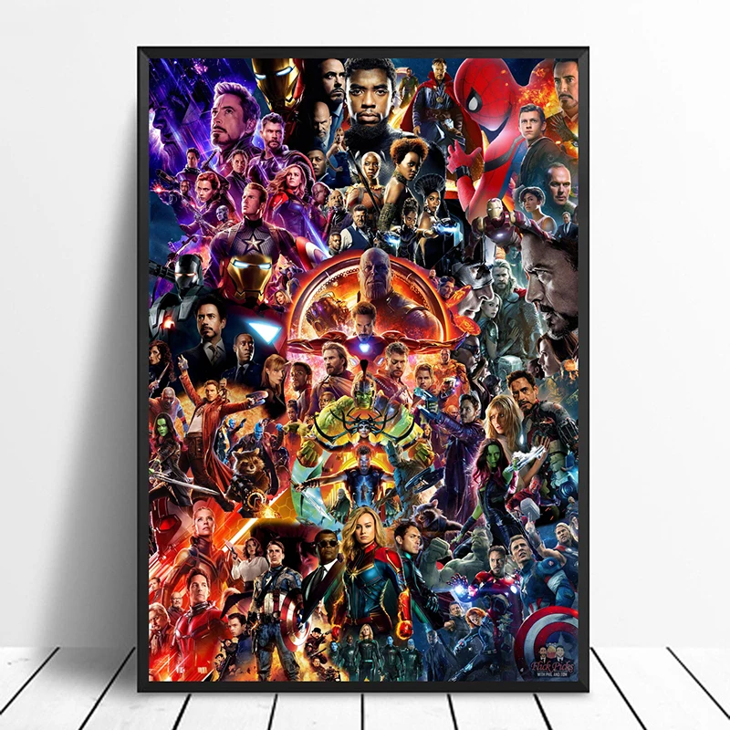 Marvel кинематографический Вселенная коллаж плакат Мстители конец игры фильм Искусство-Супергерой искусство шелковая печать