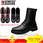 Мужские кожаные ботинки REETENE, ботинки в стиле милитари, водонепроницаемые, для улицы, рабочая обувь, армейские ботинки, размер 38-50