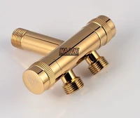 luxury gold bathroom toilet brass multi function angle valve single cold faucet with cover for bidet sprayer