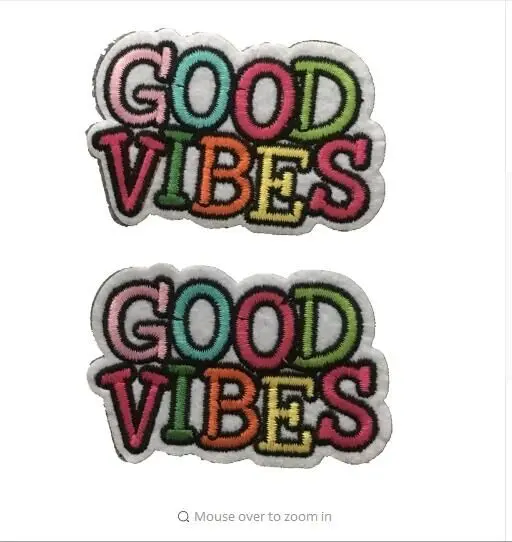 DZ 10 шт./лот новые вышитые нашивки GOOD VIBES термоклейкая нашивка для одежды буквы