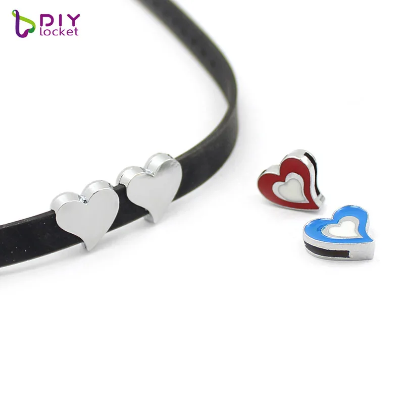 8 мм Sewwt сердце оптовая продажа слайд талисманы Fit Diy браслет пояс и ювелирные