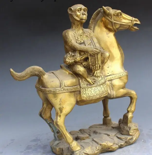 10 &quotКитай Бронза Фэн-шуй&quot Король Обезьян &quotДержать Уплотнения Ездить Лошадь