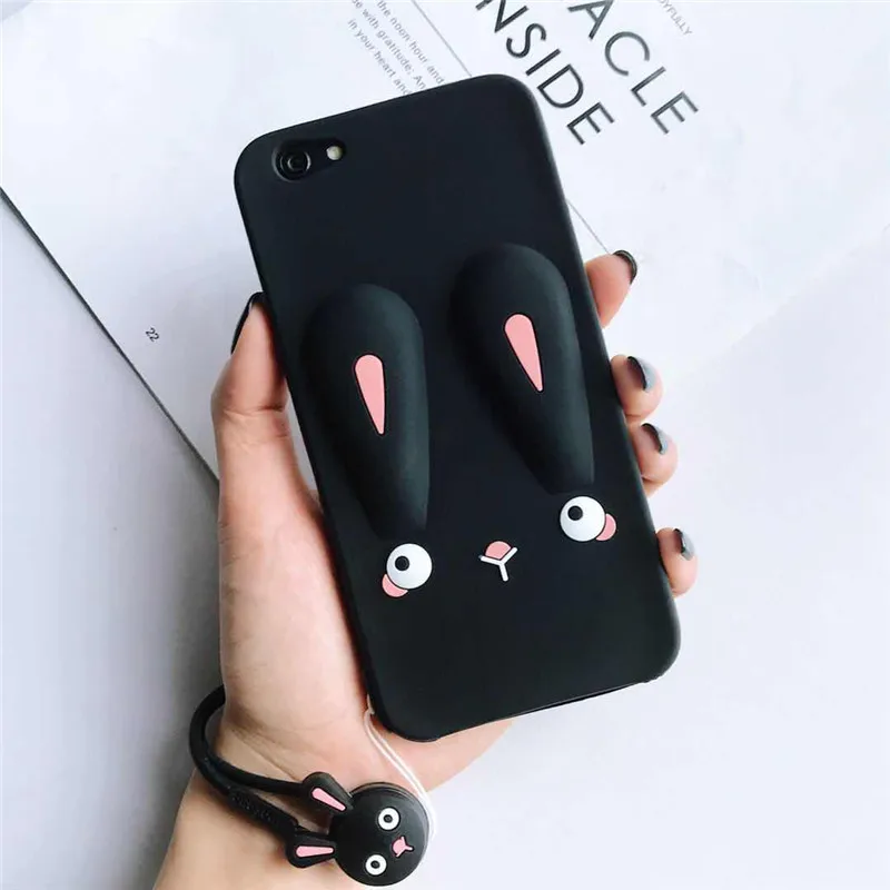 3D мультяшками ЧЕХОЛ ДЛЯ Vivo Y53 Y55 Y66 Y67 Y75 Y79 Y83 Y85 Y97 милый кролик мягкая силиконовая