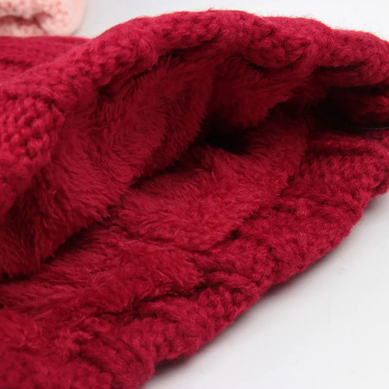 Зимние Модные шапки для женщин Pom Beanies Толстая вязаная шапочка Шерсть Bobble мяч