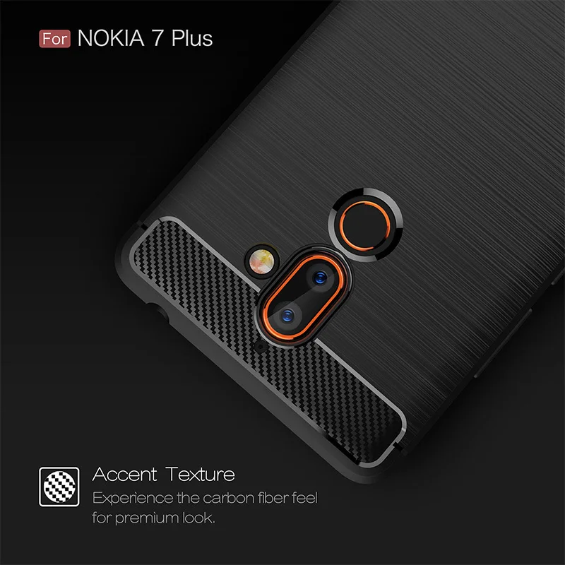 Роскошные карбоновый чехол для Nokia 7 плюс Чехол новый Fibre матовый Силиконовый ТПУ