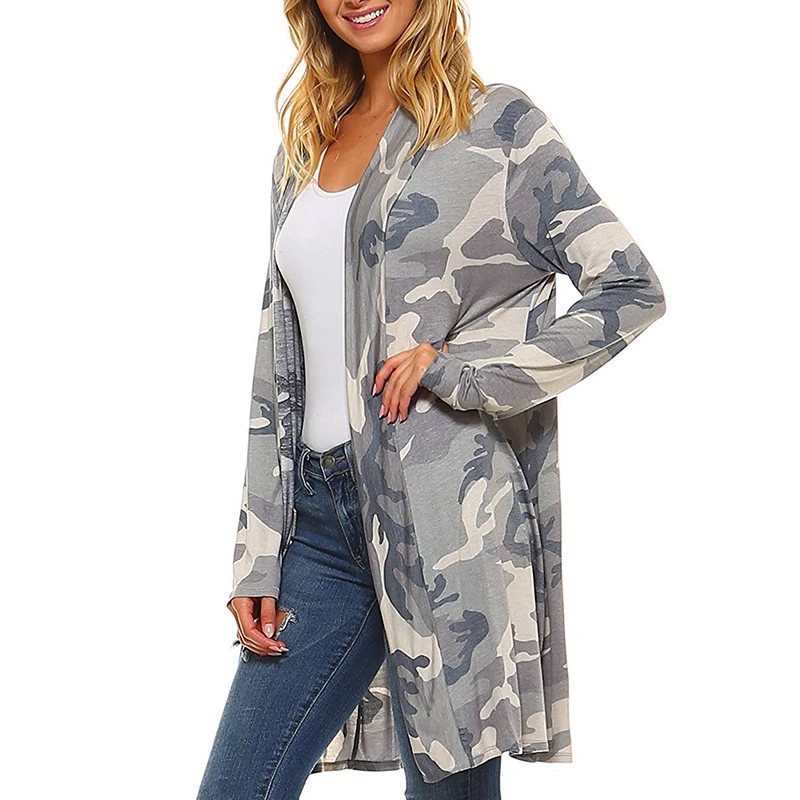 2019 осеннее камуфляжное пальто для отдыха повседневные женские топы длинная