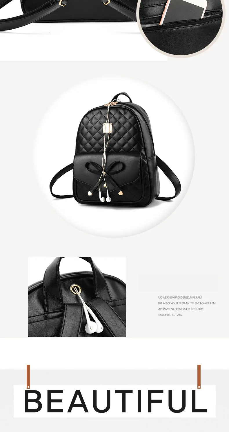 SWDF Women's Backpack Fashion Black PU Leather Backpack Women's Shoulder Bag Small Backpack Girls' Bags Mother and Daughter Bags