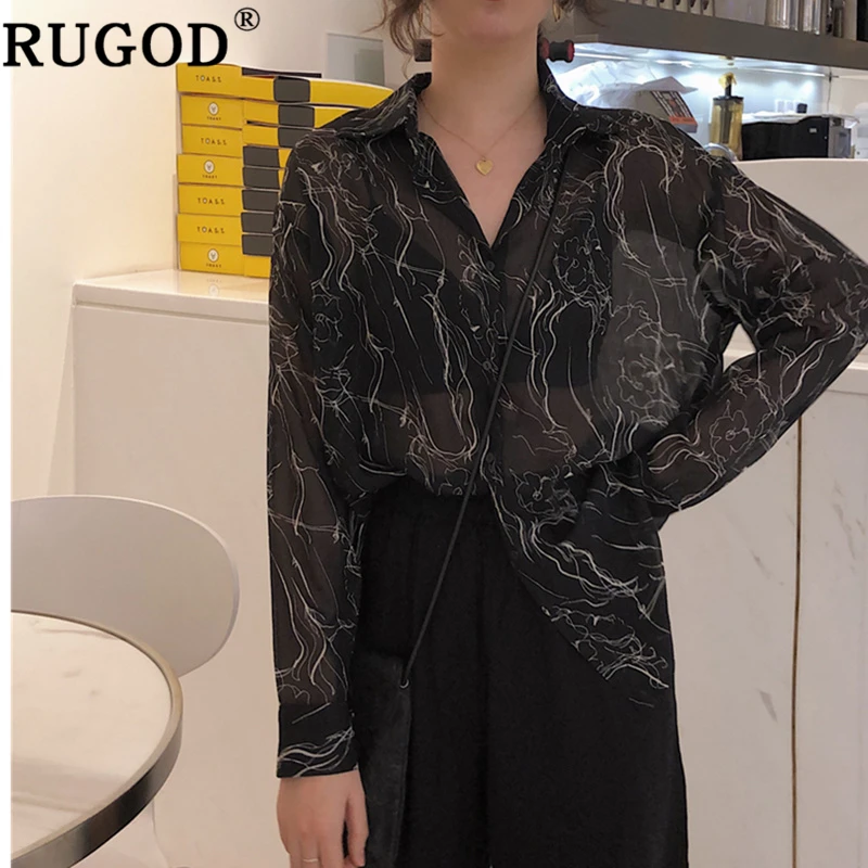 Женские шифоновые блузки в полоску RUGOD свободные шелковистые винтажные Топы