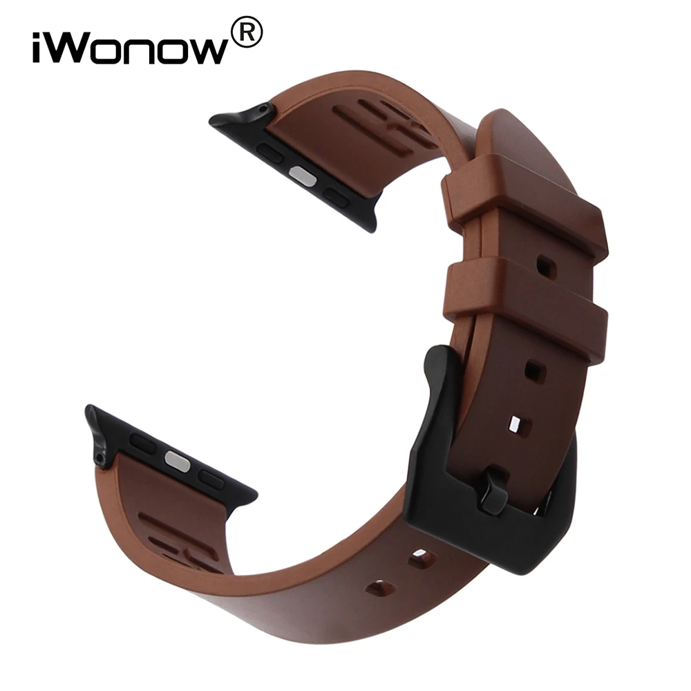 

iWonow Fluororubber Watchband Rubber Strap for iWatch Apple Watch 38mm 40mm 42mm 44mm Series 5 4 3 2 1 Band Sports Belt Bracelet