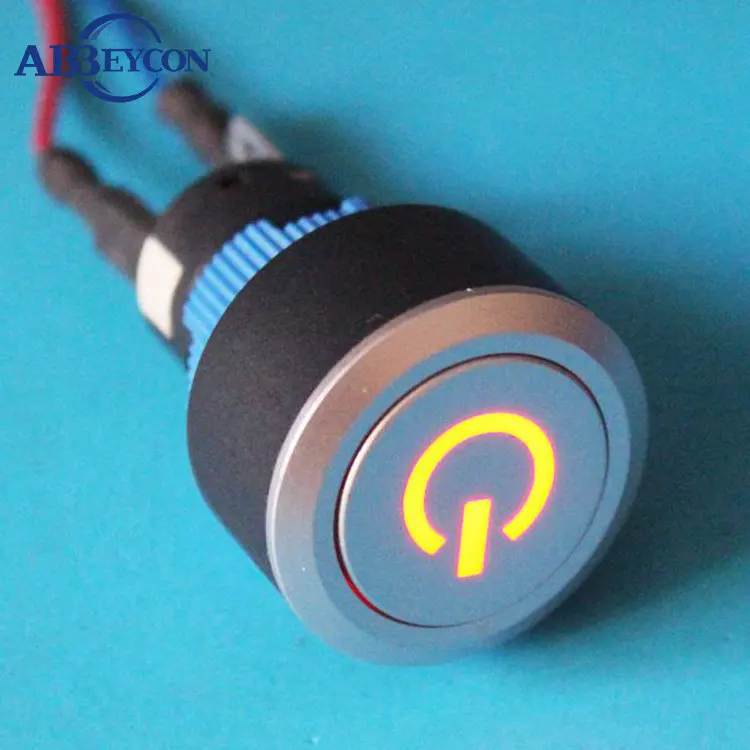 

2228Z Водонепроницаемая 22 мм пусковая силовая подсветка, защелкивающаяся пластиковая кнопка выключателя питания со светодиодным символом