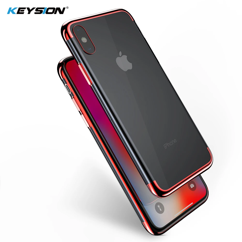 KEYSION Soft TPU Case for iPhone XS Max Ultra thin transparent plating shining case XR X Mixed silicon cover |