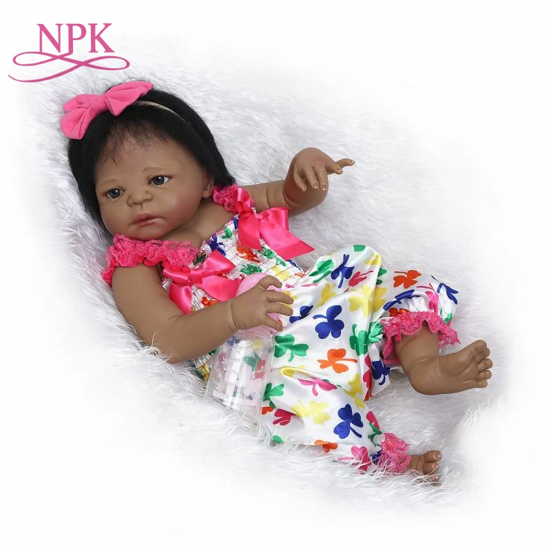 

NPK 22" reborn Baby Doll black Girl Dolls full body Soft Silicone Babies Girls Lifelike real born dolls bebe real reborn bonecas