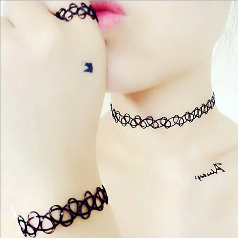 3 шт./компл. искусственная кожа резиновый пластик Черное кружево кольцо браслет