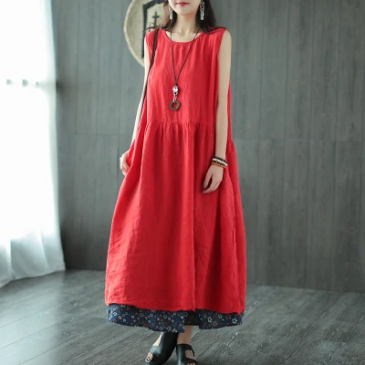 2018 новый хлопок и лен сезон весна-лето литературы без рукавов пуловер с круглым