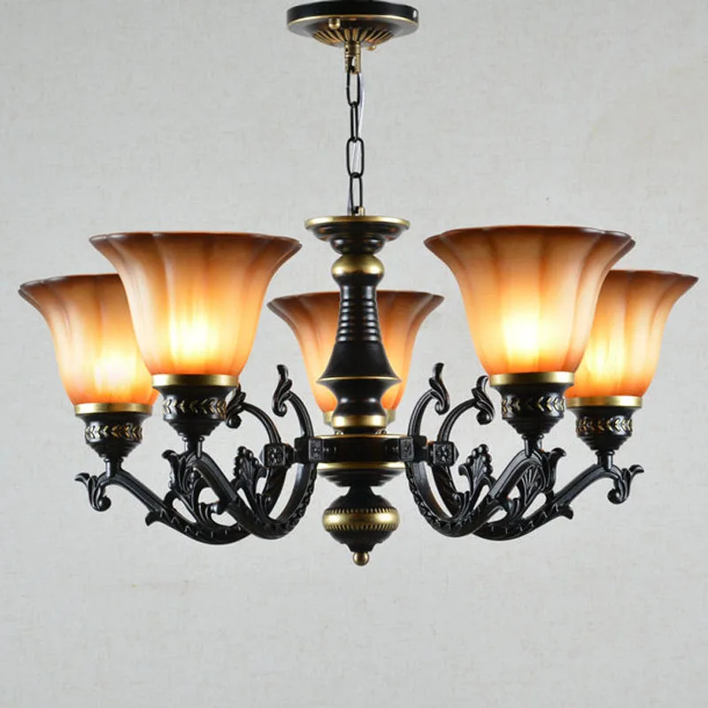Винтажная Европейская металлическая стеклянная люстра для гостиной