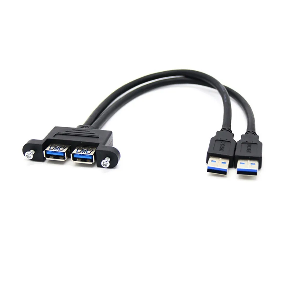 Двойной USB 3 0 папа к двойному Женский USB3.0 удлинитель с винтовой панелью крепление