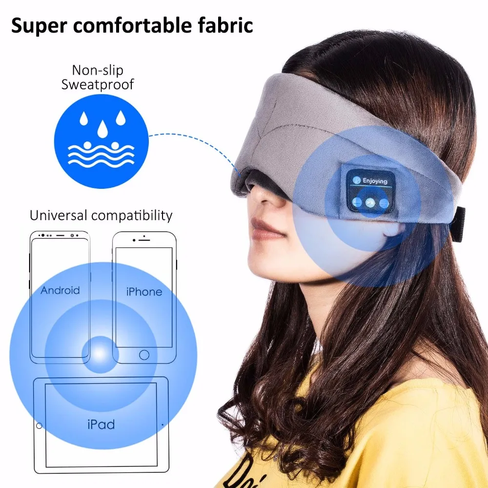 JINSERTA, Bluetooth наушники, маска для сна, стерео, музыкальный плеер, 4,2, Bluetooth, наушники для сна, для глаз, гарнитура, громкая связь, моющаяся