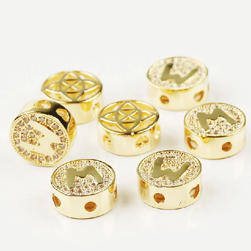 Золотые микро проложить белый CZ Алфавит буквы &quotQ&quot бусины первоначальные