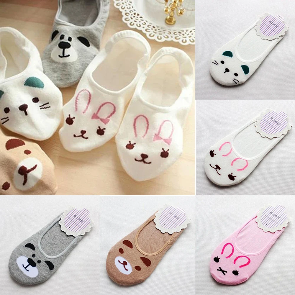 IMucci/низкие невидимые хлопковые носки для женщин без рисунка мультяшный кролик