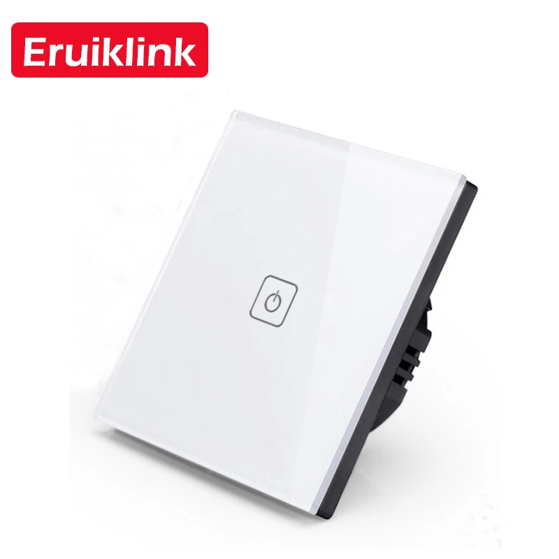 white 1gang switch Eruiklink ЕС/Великобритания стандарт 1 2 3 банды RF433 пульт дистанционного управления настенный сенсорный выключатель, беспроводной пульт дистанционного управления светильник, переключатели умный дом - Цвет: white 1gang switch