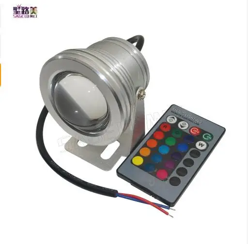 12V Открытый 10 Вт RGB подводный светодиодный точечный светильник Потолочные Светильник Цвет Изменение лампа IP68+ 24key ИК-пульт дистанционного управления