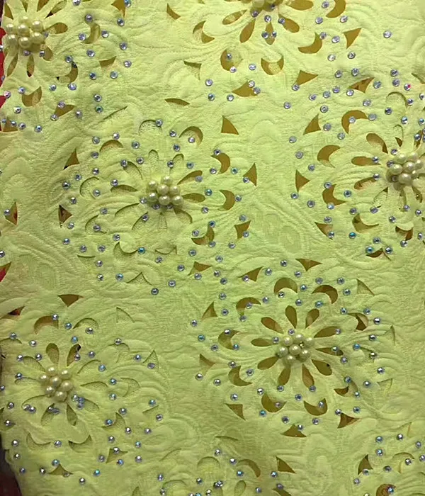 Nice African Laces Fabric New Fashion Nigerian Cord Lace High Quality Polyester Material With Beads Dress LE2 | Дом и сад