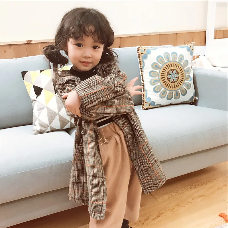 Fashion winter kids girls clothes coat autumn outwear jacket for girl cardigan long coats warm plaid Windbreaker | Детская одежда и