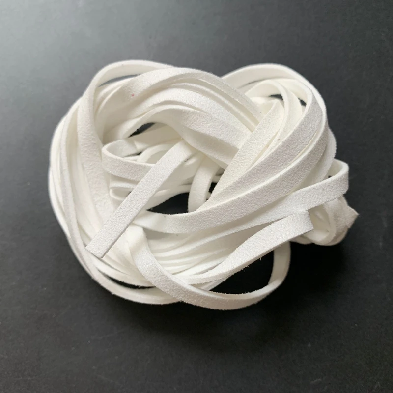 Корейский Бархатный кожаный шнур 5 метров белый плоский мм из искусственной