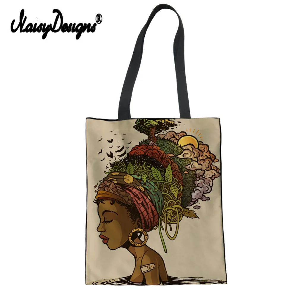 Холщовая хлопчатобумажная сумка-тоут для женщин с художественным принтом