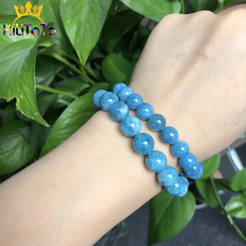 Natural Stone Dark Blue Chalcedony Jades Beads Round Loose Spacer For Jewelry Making 4/6/8/10/12mm DIY Handmade Bracelets | Украшения и