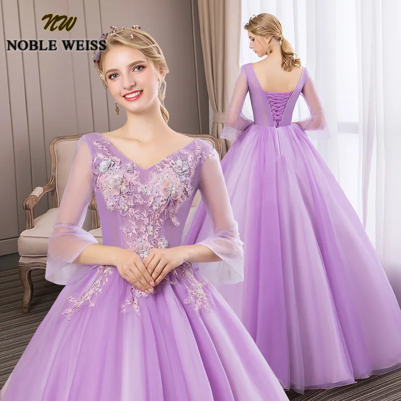 Благородный WEISS фиолетовое бальное платье Quinceanera платья 2019 новый элегантный v