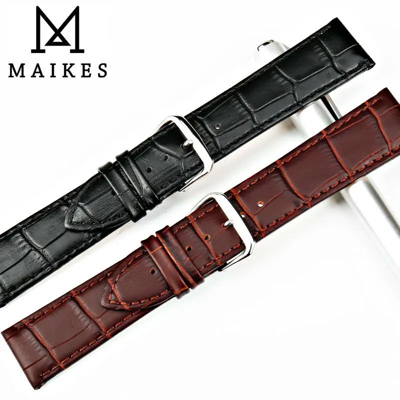 Ремешок для часов MAIKES ремешок из натуральной кожи 18 19 20 22 мм черный|22mm black|genuine leather