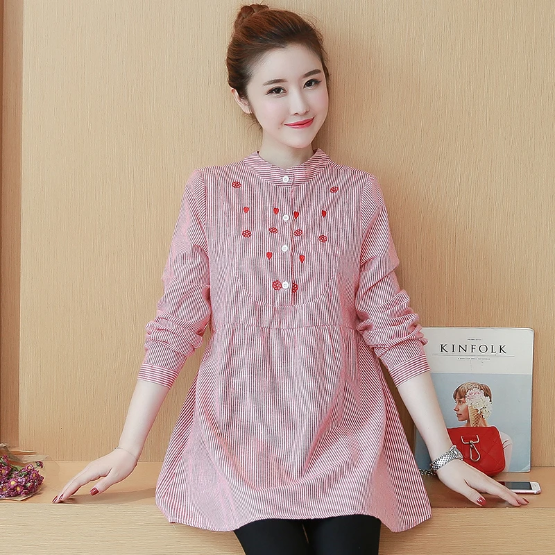 Рубашка для беременных длинная весенне летняя блузка с длинным рукавом
