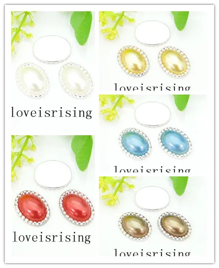 5 цветов 40 шт. разноцветные жемчужные плоские задней овальные свадебные