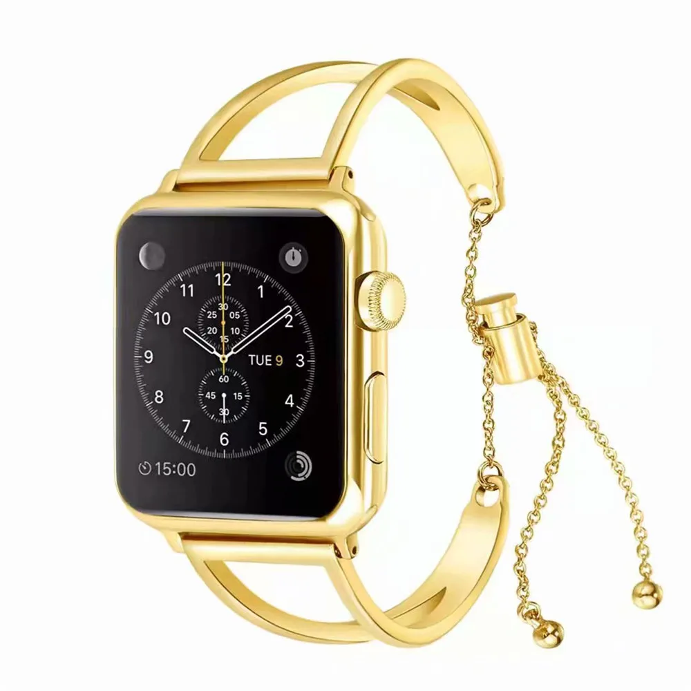 Для женщин девушки браслет ремешок для наручных часов Apple Watch 38/42/40/44 мм для наручных часов Iwatch серии 5 4 3 2 1 Роскошные Нержавеющая сталь ссылка наручный ремень