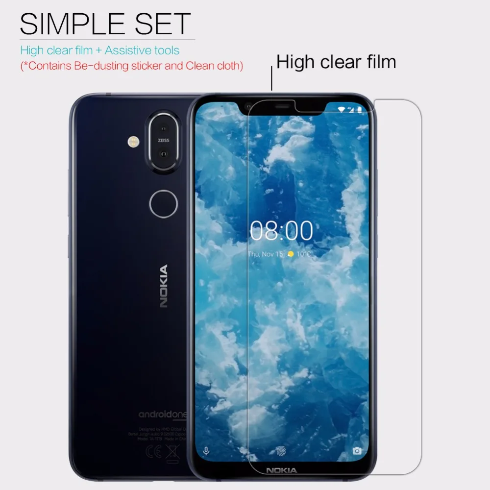 2 шт./лот протектор экрана для Nokia 8 1 глобальная версия NILLKIN Глянцевая супер
