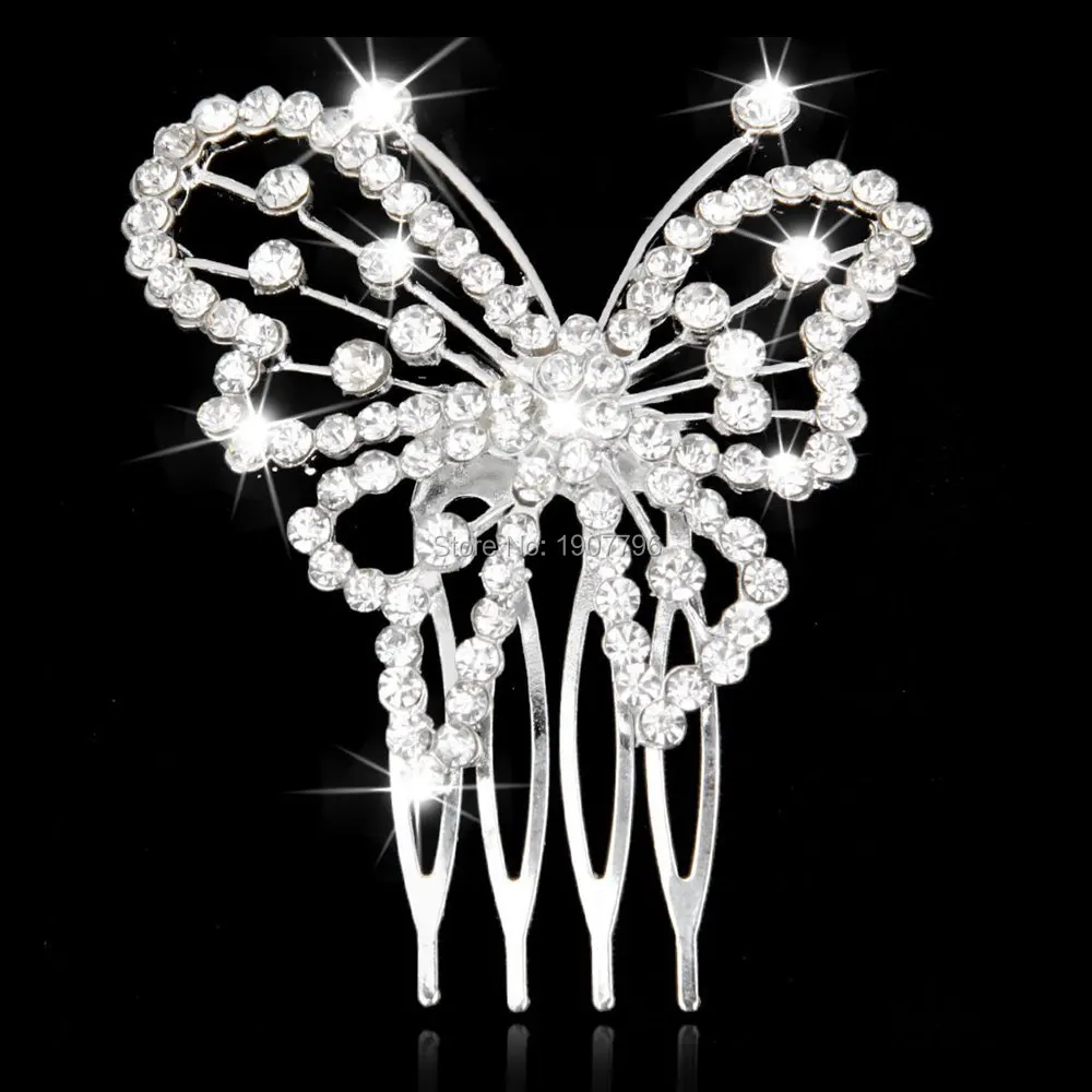 Бабочка шаблон гребень для волос со стразами Слайд клип свадебный аксессуар |