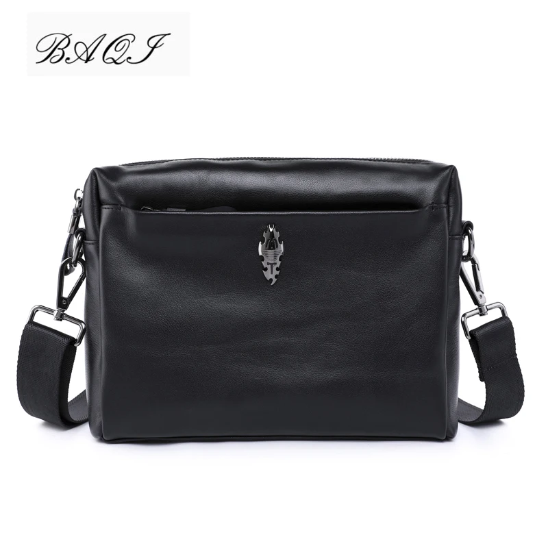 

BAQI Brand Men Handbags Genuine Leather Cowhide Men Shoulder Bag Crossbody Messenger Bags 2019 Fashion High Quality Business Bag