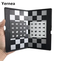 yernea magnetic plastic chess folding wallet type chess set mini portable board game easy to carry present educational gift
