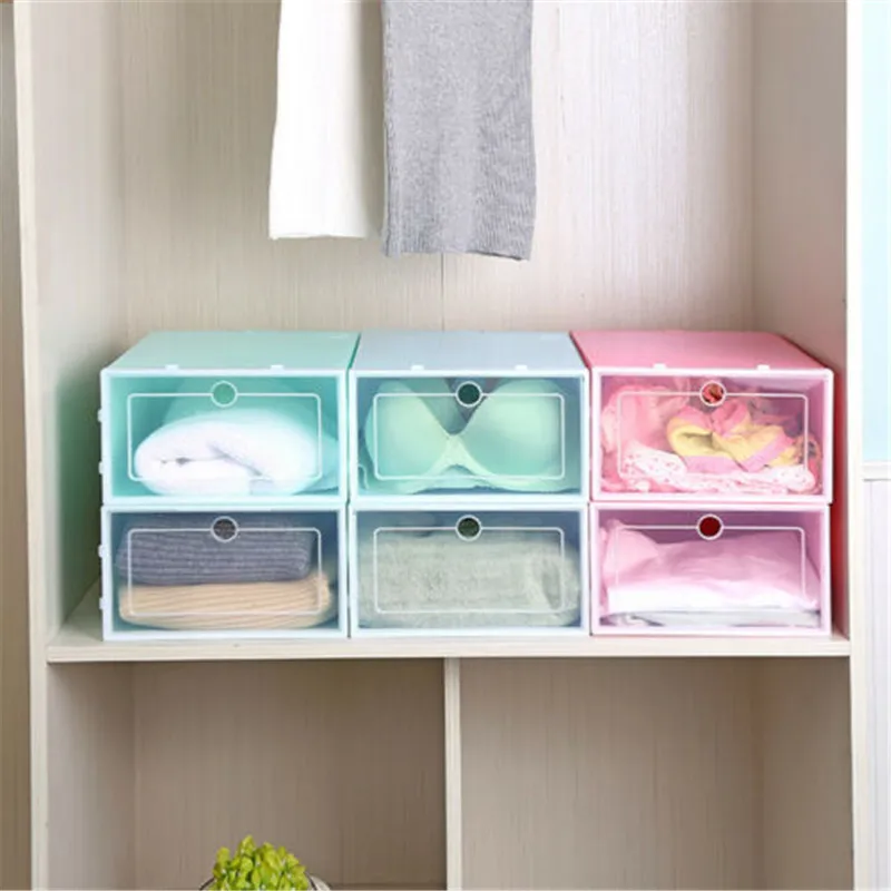 2019 Clear plastic storage compartment cover for stacking space and saving the main button Portable Shoes Storage Boxes | Дом и сад