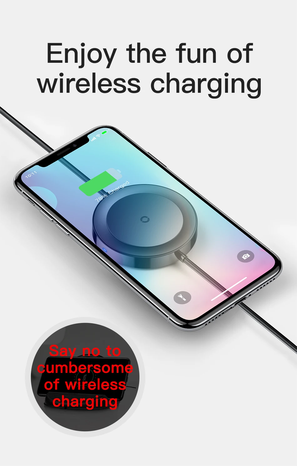 Беспроводное зарядное устройство Baseus Qi для iPhone X XS Max XR 8 samsung S10 быстрая Беспроводная зарядка USB кабель для iPhone 7 6 6s Plus