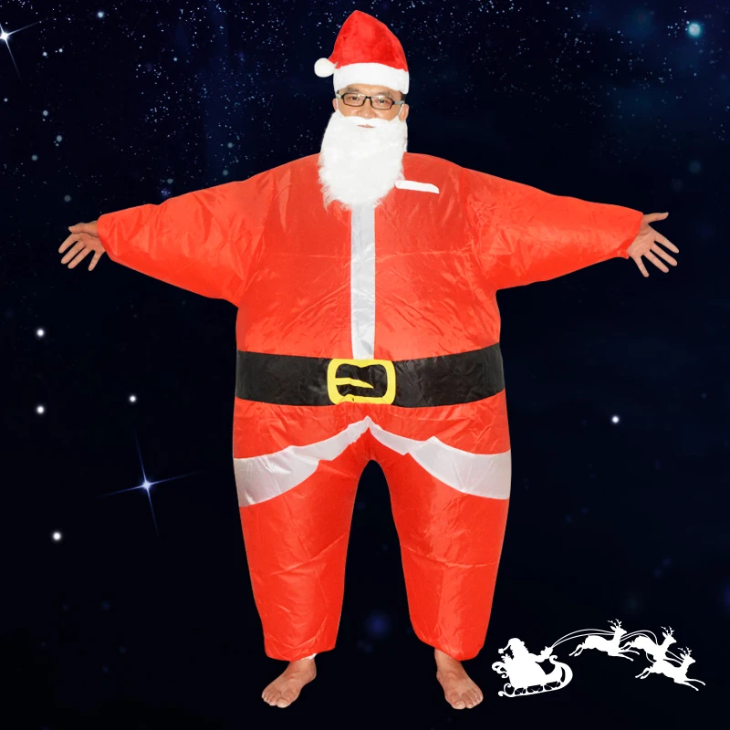 Забавный надувной костюм Санта Клауса карнавальный комбинезон воздушный
