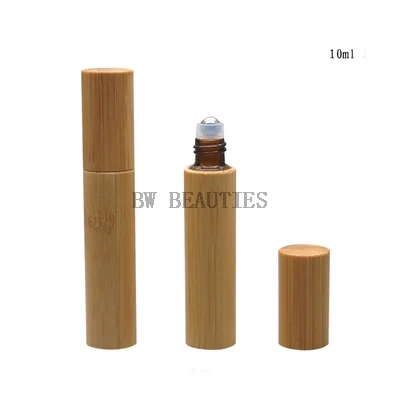 

100Pcs/Lot 10ml Travel Brown Glass Essential Oil Roll On Bottle Bamboo Shell Glass/Steel Roller Ball Eye Cream/Acne removing