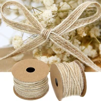 10mroll vintage jute burlap hessian ribbon with lace rustic wedding party decoration christmas diy craft gift packing webbing