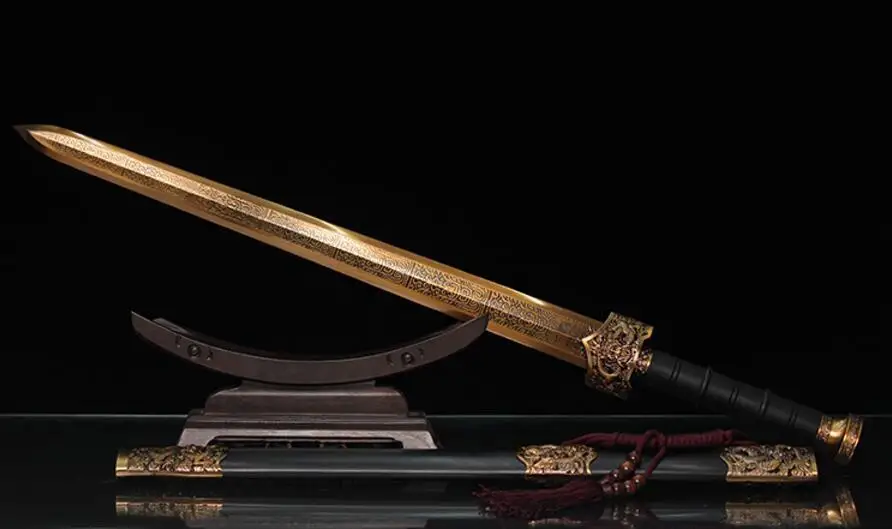 Китайский Меч HanJian катана лезвие из углеродистой стали меч Wushu Черная оболочка