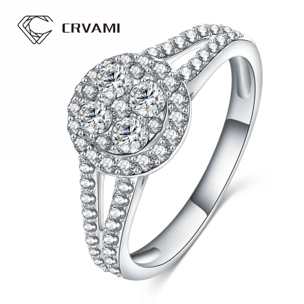 CRVAMI Кольцо Trendy любовника Перстни Посеребренная Проложить Установка AAA CZ