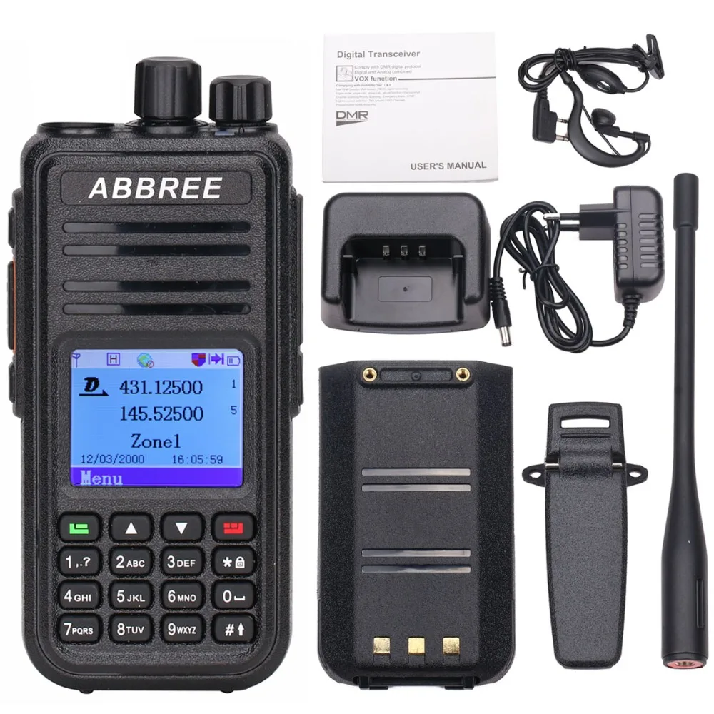 ABBREE DMR рация GPS VHF UHF два диапазона времени много 2 уровня цифровой/аналоговый радио
