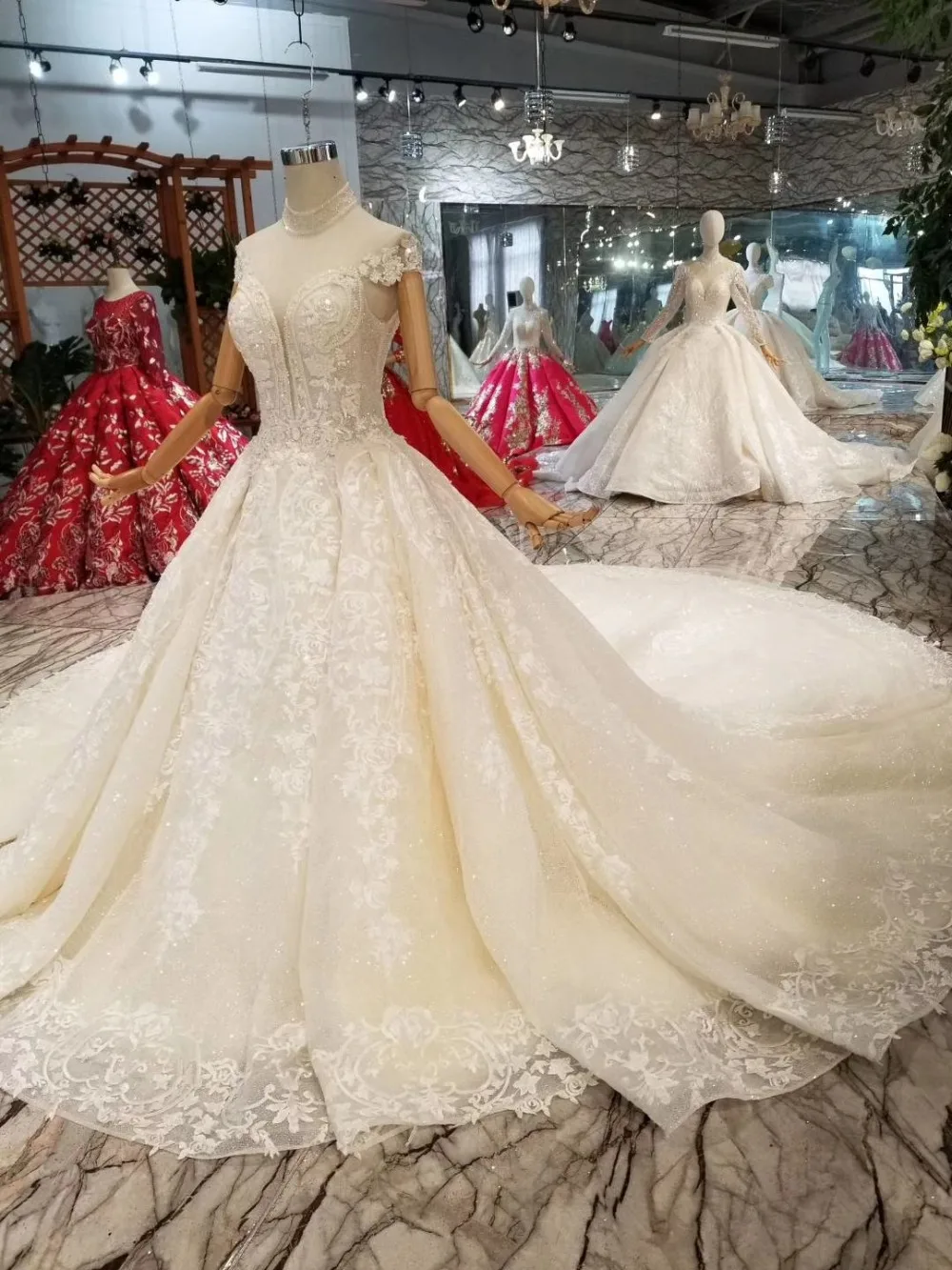 WONDMOND off Shoulder V Neck Wedding Dress 2019 Luxurious Beads Ball Gown Dresses Backless Bridal | Свадьбы и торжества