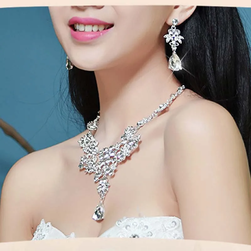 Комплект свадебных украшений TREAZY для невесты роскошное ожерелье и серьги с