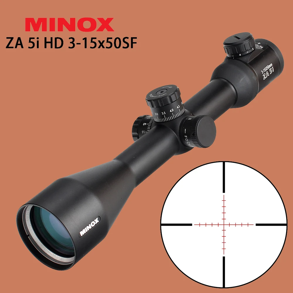 Тактический Оптический прицел MINOX ZA 5i HD 3 15x50 SF с красным стеклом и гравировкой для